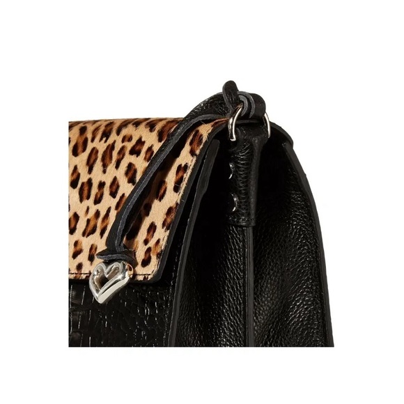 BRIGHTON El Paso LEON Leopard Black Leather Cross Body Bag Handbag - Picture 8 of 8